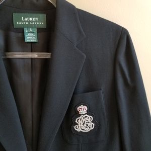 Lauren Ralph Lauren Black Blazer with Crest Patch